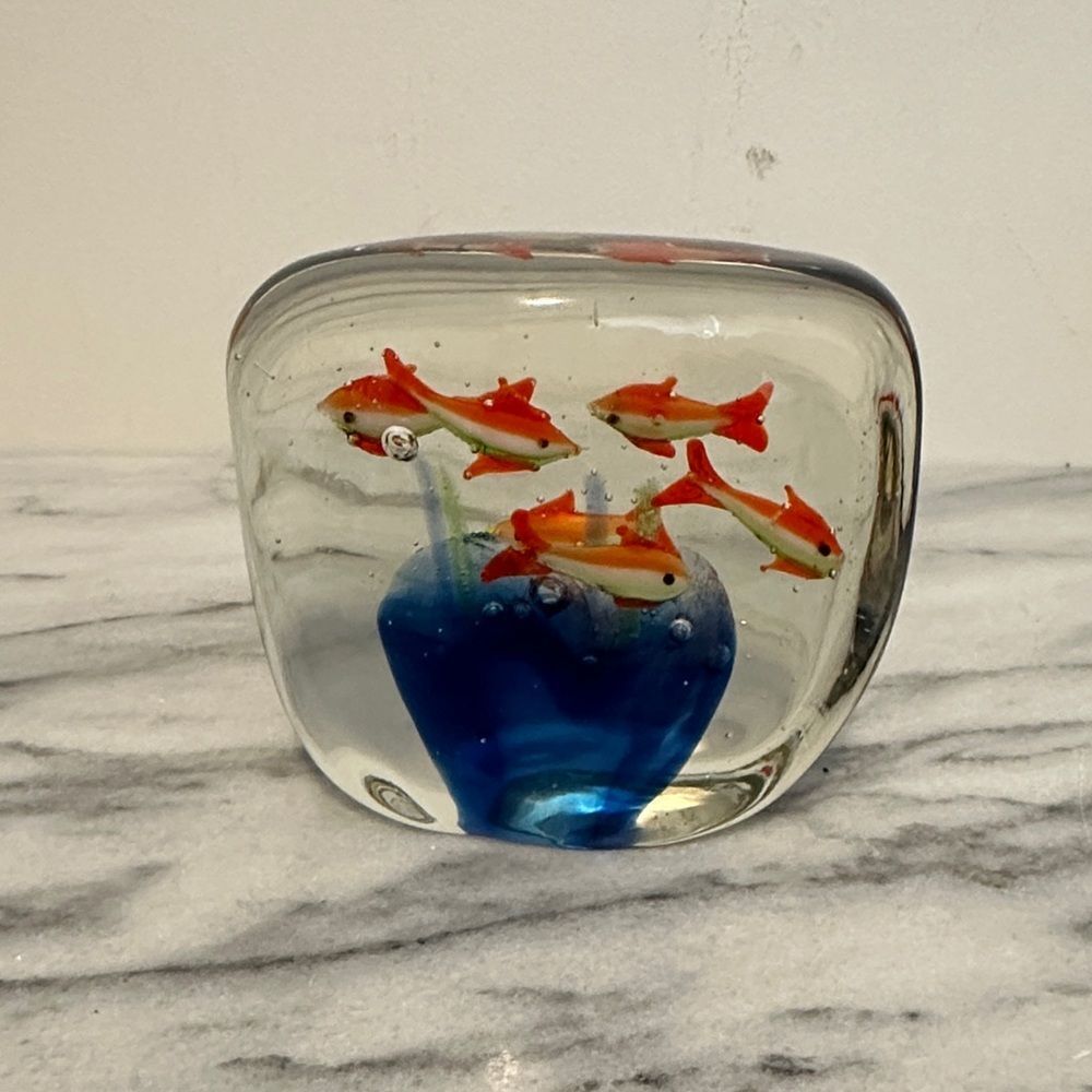 Murano Handcrafted Glass Fish Aquarium Decor paper weight vintage